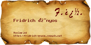 Fridrich Ányos névjegykártya